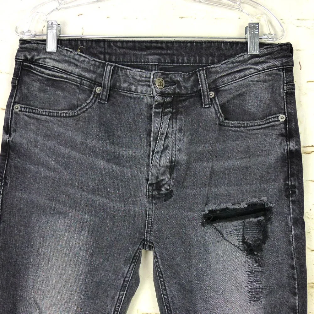 Ksubi Mens 34X32 Van Winkle Hazlow Angst Trashed Jeans Black Button Fly Grunge